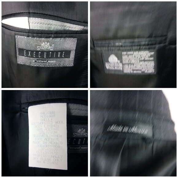 Stafford Executive 44L Wool 2 Button Gray Striped Suit Blazer Jacket - Picture 8 of 10